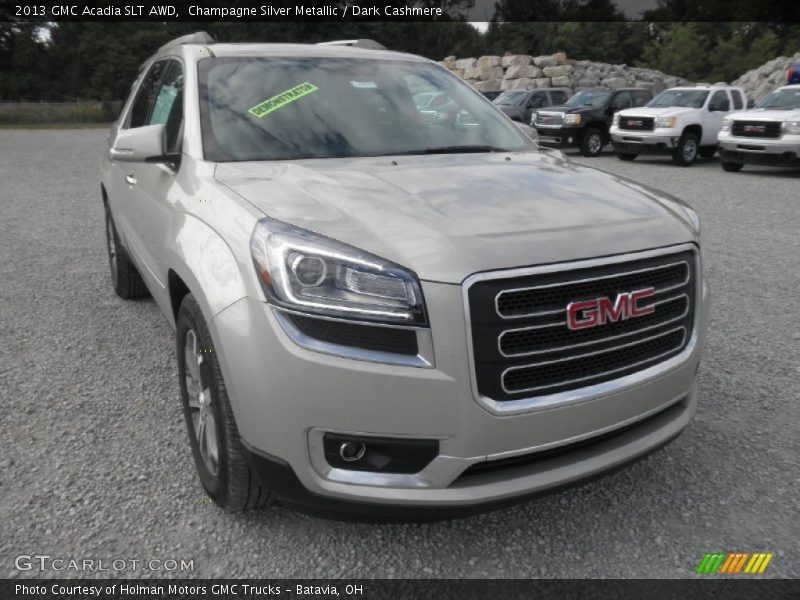 Champagne Silver Metallic / Dark Cashmere 2013 GMC Acadia SLT AWD