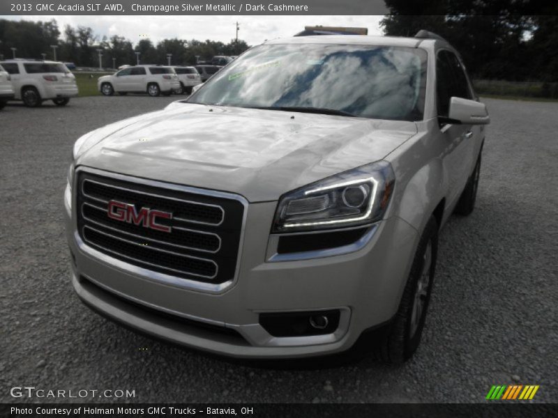 Champagne Silver Metallic / Dark Cashmere 2013 GMC Acadia SLT AWD
