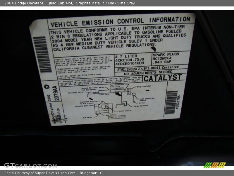Graphite Metallic / Dark Slate Gray 2004 Dodge Dakota SLT Quad Cab 4x4