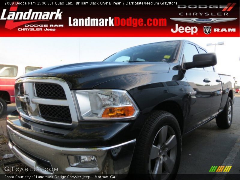 Brilliant Black Crystal Pearl / Dark Slate/Medium Graystone 2009 Dodge Ram 1500 SLT Quad Cab