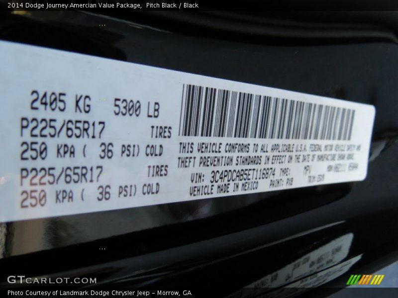 Pitch Black / Black 2014 Dodge Journey Amercian Value Package