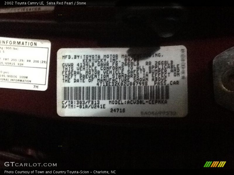 Salsa Red Pearl / Stone 2002 Toyota Camry LE