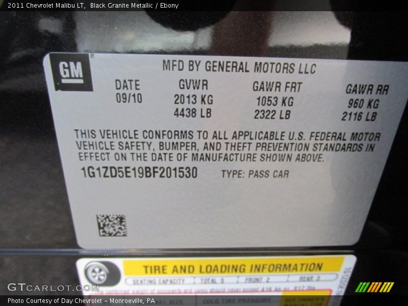 Black Granite Metallic / Ebony 2011 Chevrolet Malibu LT
