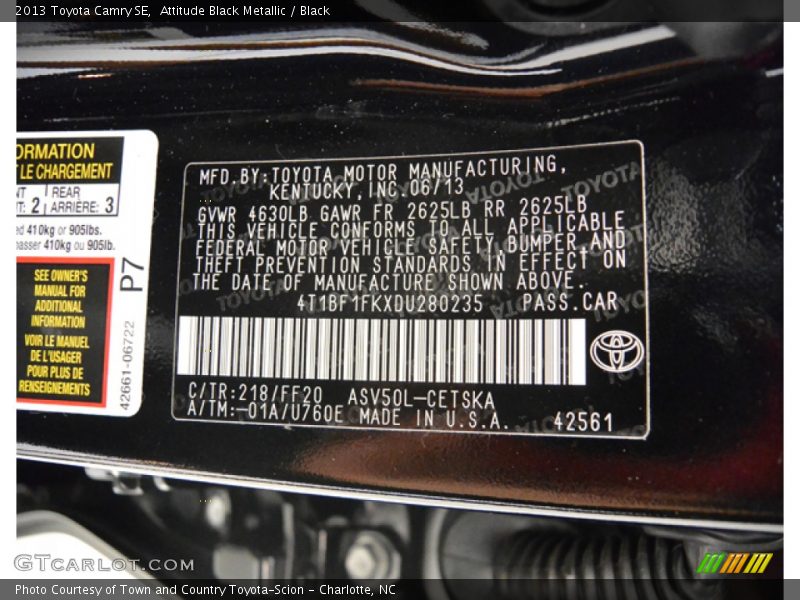 Attitude Black Metallic / Black 2013 Toyota Camry SE