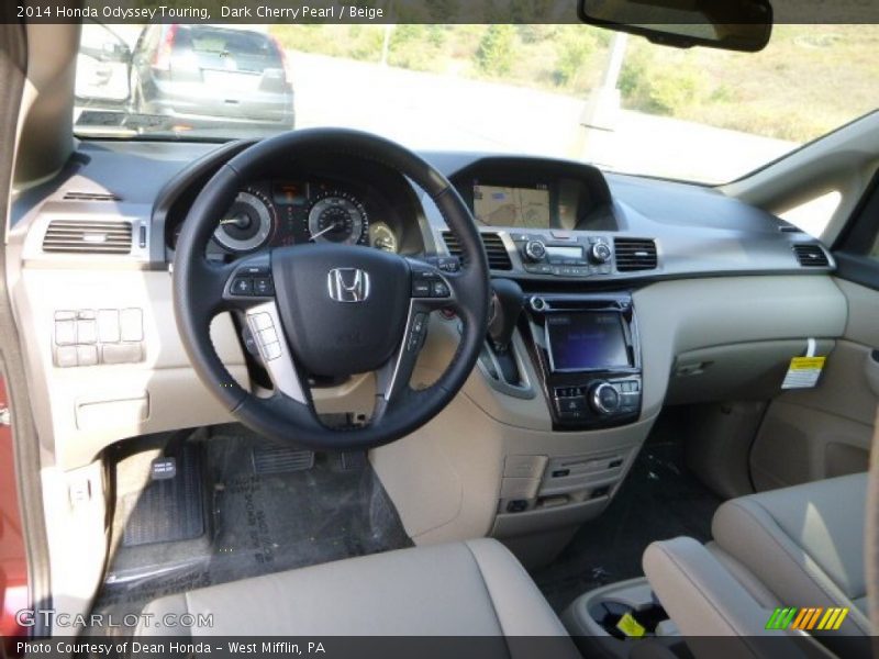 Dark Cherry Pearl / Beige 2014 Honda Odyssey Touring