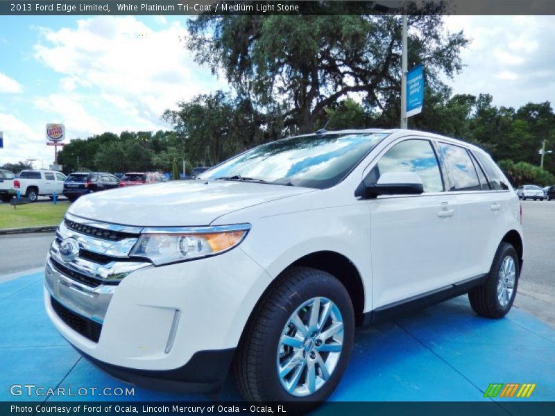 White Platinum Tri-Coat / Medium Light Stone 2013 Ford Edge Limited