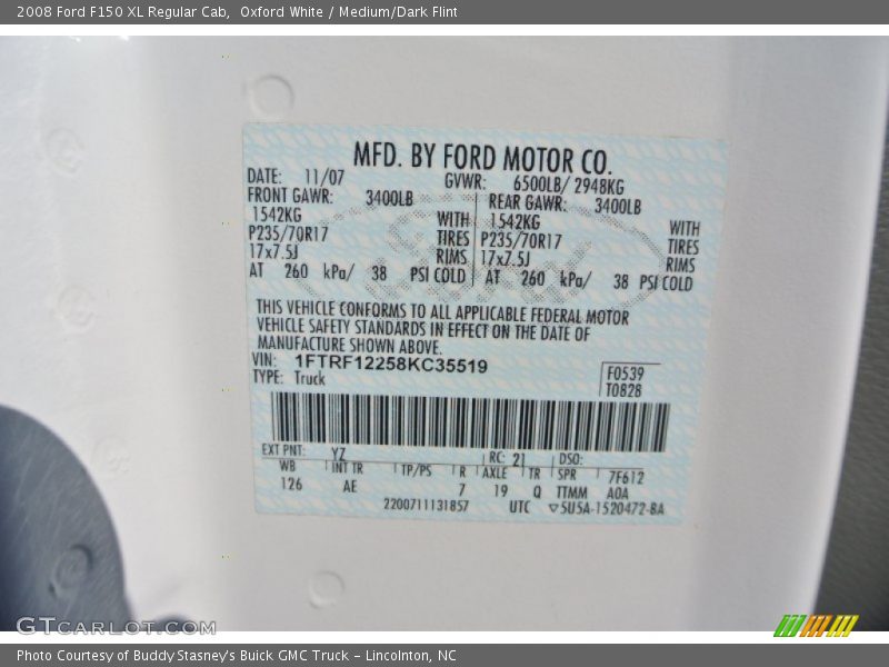Oxford White / Medium/Dark Flint 2008 Ford F150 XL Regular Cab