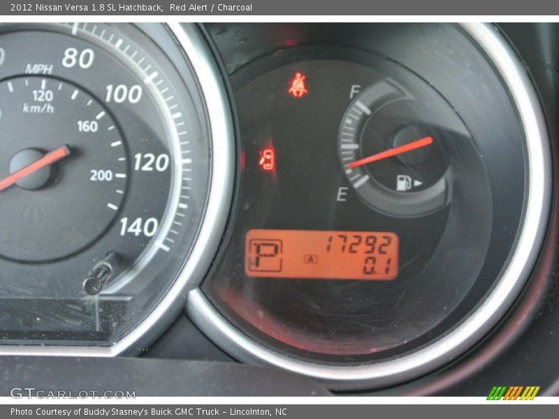 Red Alert / Charcoal 2012 Nissan Versa 1.8 SL Hatchback