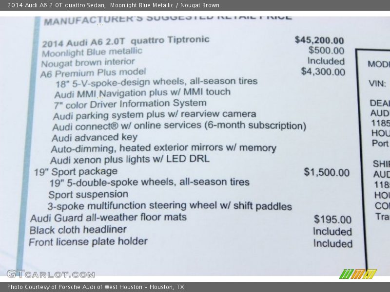 Moonlight Blue Metallic / Nougat Brown 2014 Audi A6 2.0T quattro Sedan