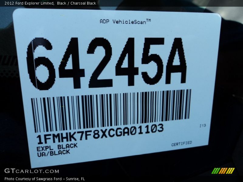 Black / Charcoal Black 2012 Ford Explorer Limited