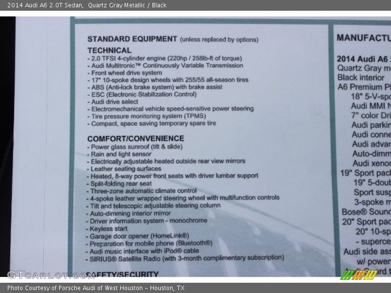 Quartz Gray Metallic / Black 2014 Audi A6 2.0T Sedan