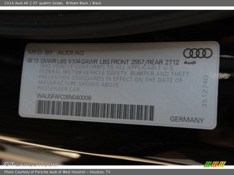 Brilliant Black / Black 2014 Audi A6 2.0T quattro Sedan