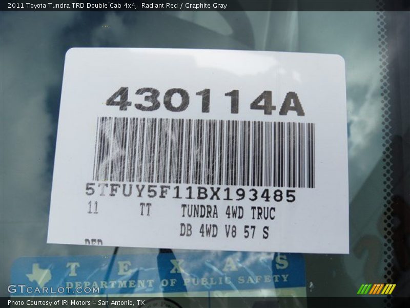 Radiant Red / Graphite Gray 2011 Toyota Tundra TRD Double Cab 4x4