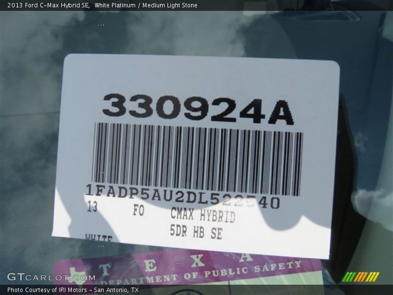 White Platinum / Medium Light Stone 2013 Ford C-Max Hybrid SE