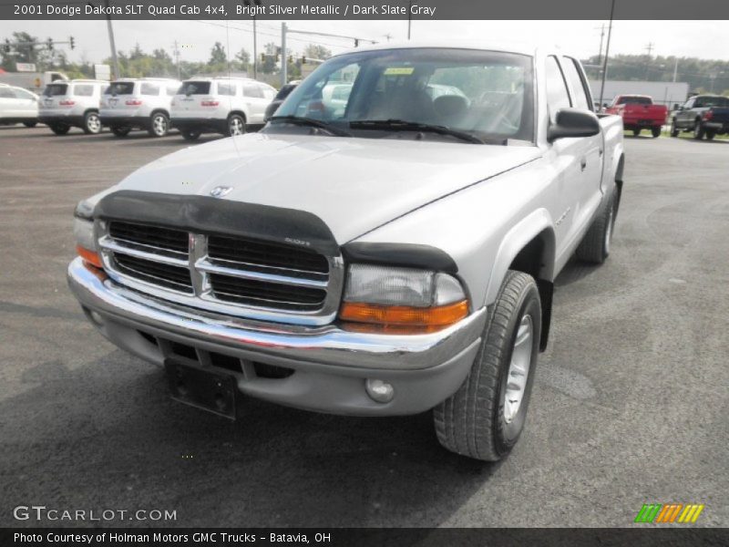 Bright Silver Metallic / Dark Slate Gray 2001 Dodge Dakota SLT Quad Cab 4x4