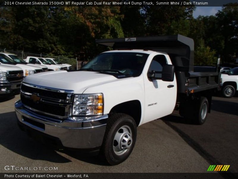 Summit White / Dark Titanium 2014 Chevrolet Silverado 3500HD WT Regular Cab Dual Rear Wheel 4x4 Dump Truck