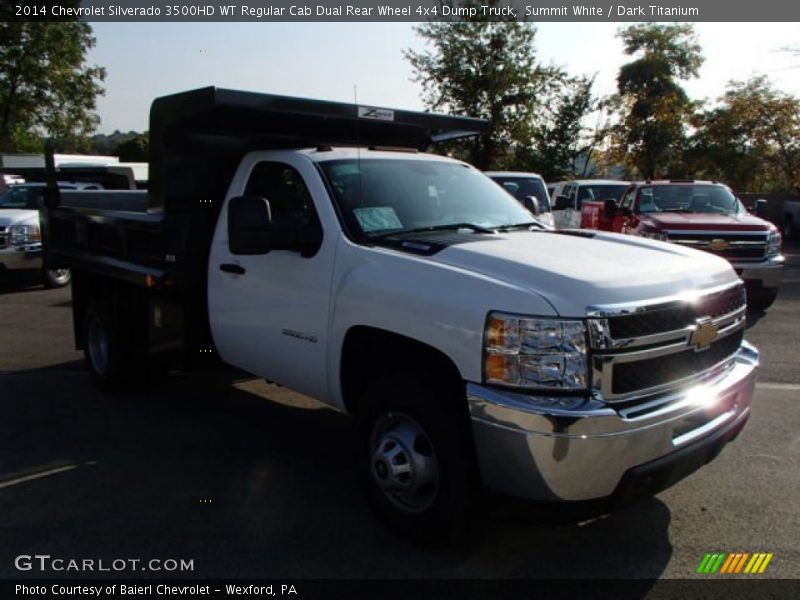 Summit White / Dark Titanium 2014 Chevrolet Silverado 3500HD WT Regular Cab Dual Rear Wheel 4x4 Dump Truck