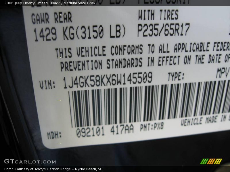 Black / Medium Slate Gray 2006 Jeep Liberty Limited
