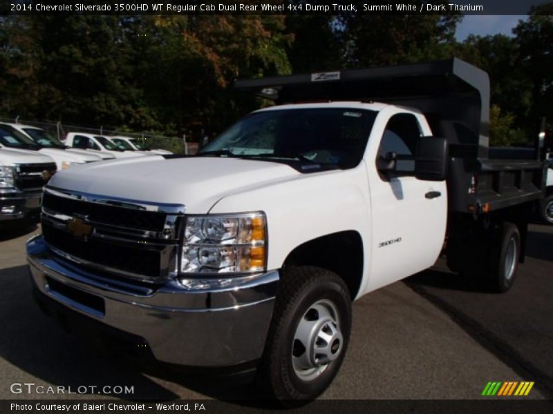 Summit White / Dark Titanium 2014 Chevrolet Silverado 3500HD WT Regular Cab Dual Rear Wheel 4x4 Dump Truck