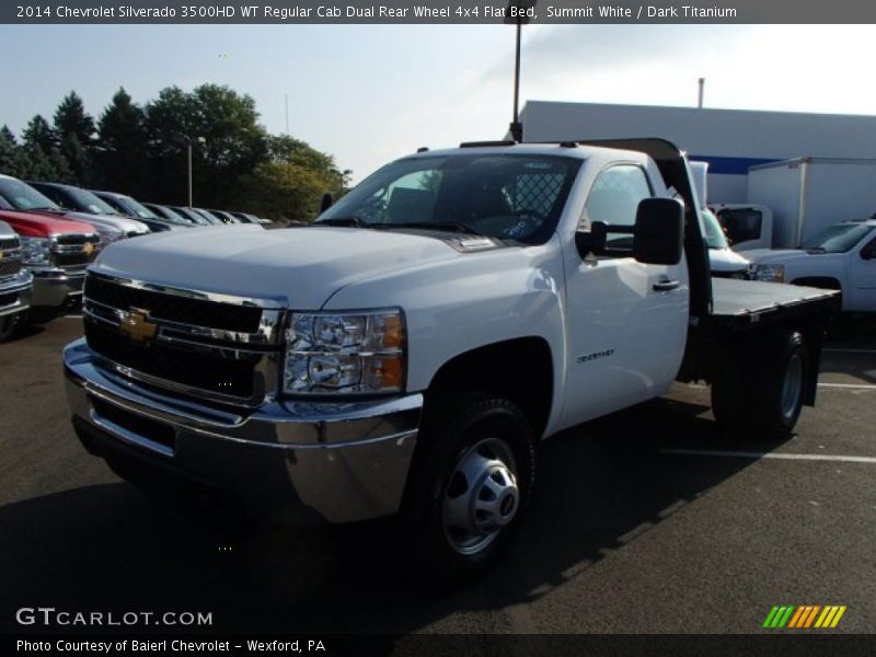 Summit White / Dark Titanium 2014 Chevrolet Silverado 3500HD WT Regular Cab Dual Rear Wheel 4x4 Flat Bed