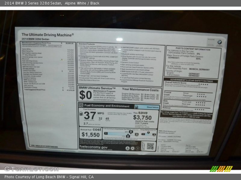 Alpine White / Black 2014 BMW 3 Series 328d Sedan