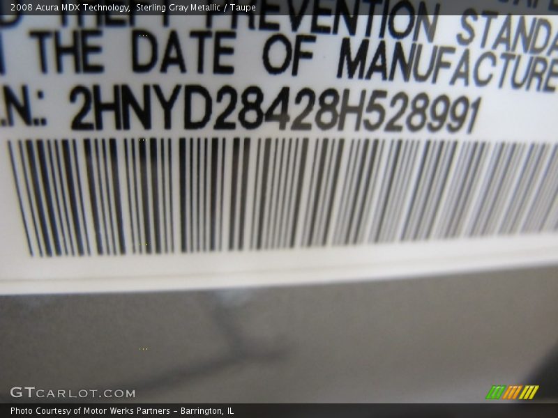 Sterling Gray Metallic / Taupe 2008 Acura MDX Technology