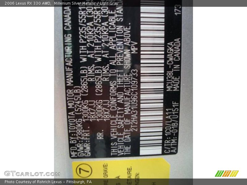 Millenium Silver Metallic / Light Gray 2006 Lexus RX 330 AWD