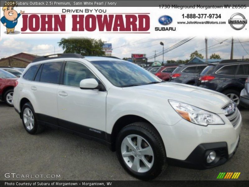 Satin White Pearl / Ivory 2014 Subaru Outback 2.5i Premium