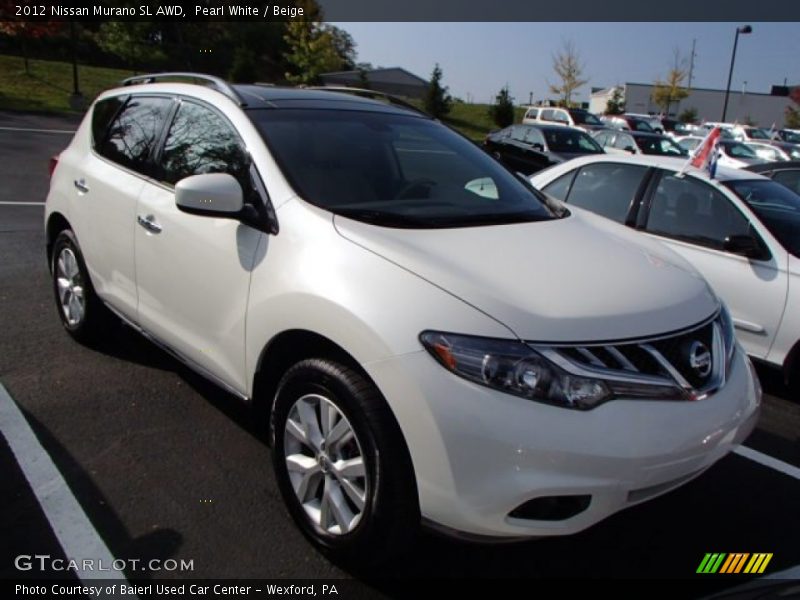 Pearl White / Beige 2012 Nissan Murano SL AWD