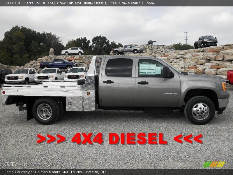 Steel Gray Metallic / Ebony 2014 GMC Sierra 3500HD SLE Crew Cab 4x4 Dually Chassis