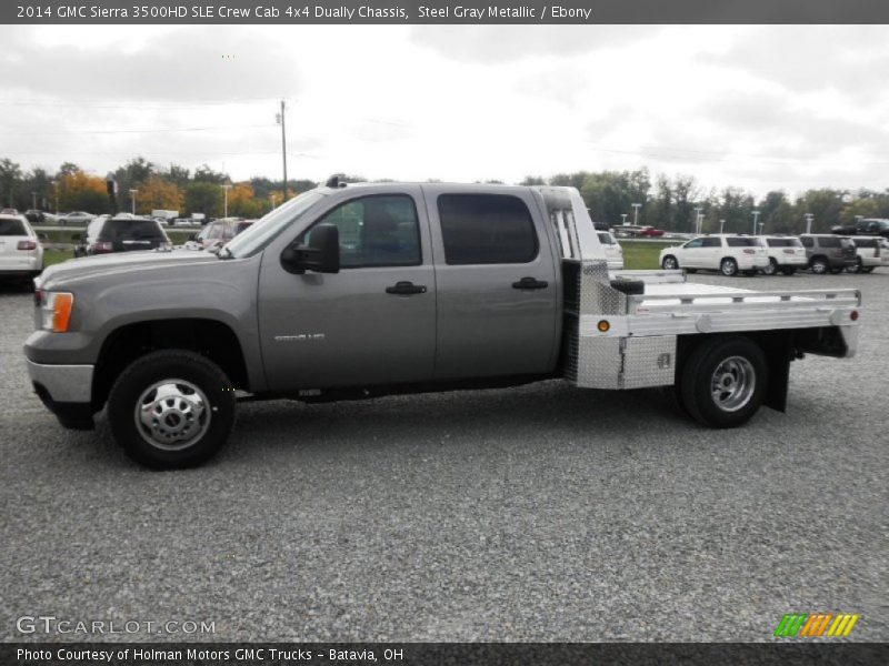 Steel Gray Metallic / Ebony 2014 GMC Sierra 3500HD SLE Crew Cab 4x4 Dually Chassis