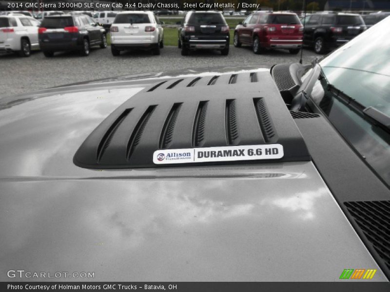 Steel Gray Metallic / Ebony 2014 GMC Sierra 3500HD SLE Crew Cab 4x4 Dually Chassis