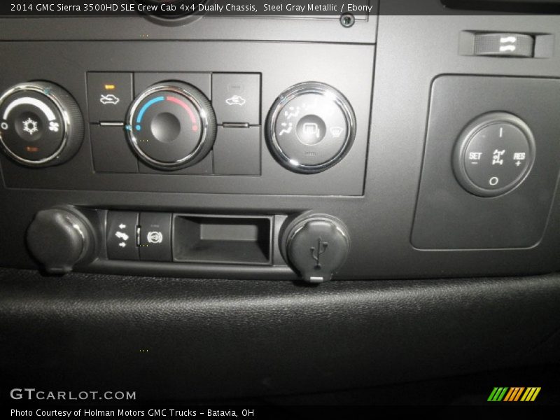 Steel Gray Metallic / Ebony 2014 GMC Sierra 3500HD SLE Crew Cab 4x4 Dually Chassis