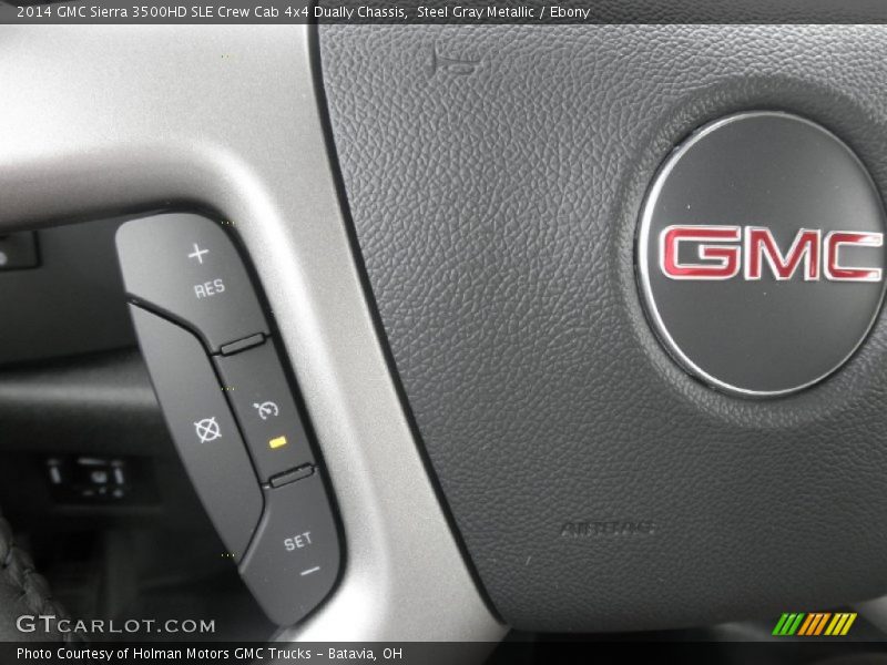 Steel Gray Metallic / Ebony 2014 GMC Sierra 3500HD SLE Crew Cab 4x4 Dually Chassis