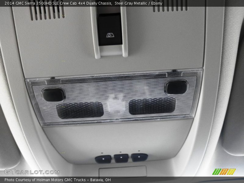 Steel Gray Metallic / Ebony 2014 GMC Sierra 3500HD SLE Crew Cab 4x4 Dually Chassis