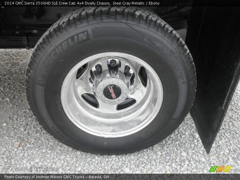 Steel Gray Metallic / Ebony 2014 GMC Sierra 3500HD SLE Crew Cab 4x4 Dually Chassis
