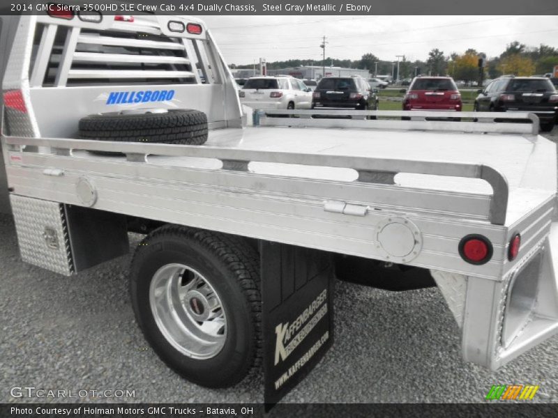 Steel Gray Metallic / Ebony 2014 GMC Sierra 3500HD SLE Crew Cab 4x4 Dually Chassis