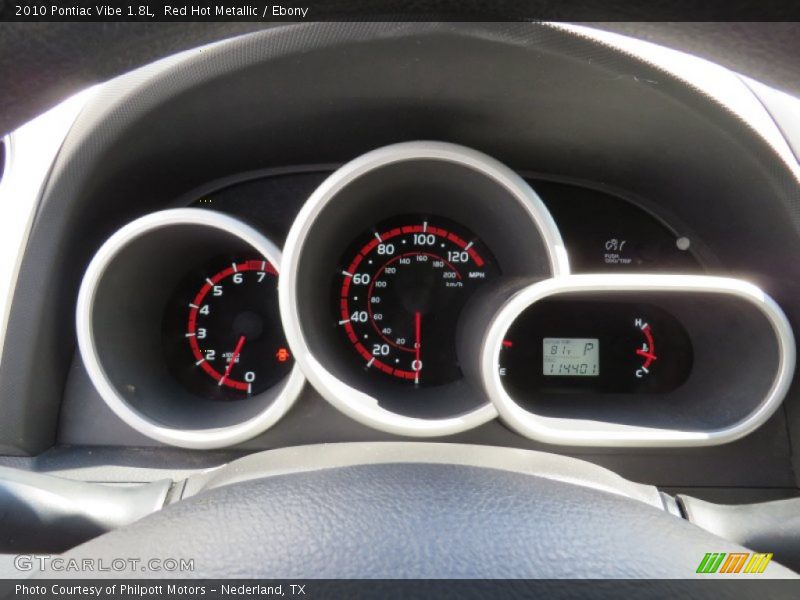 Red Hot Metallic / Ebony 2010 Pontiac Vibe 1.8L