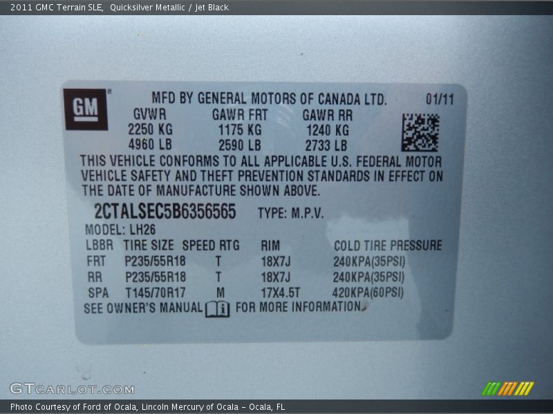 Quicksilver Metallic / Jet Black 2011 GMC Terrain SLE