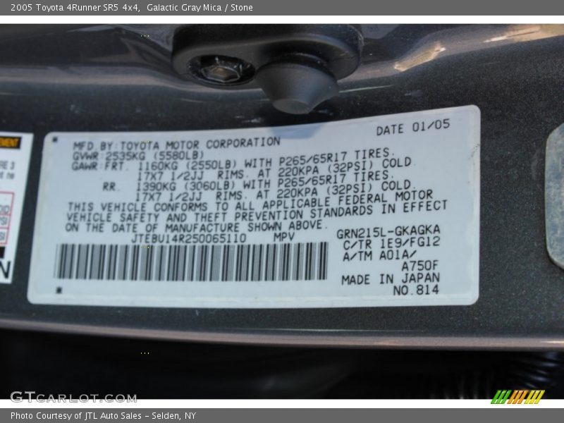 Galactic Gray Mica / Stone 2005 Toyota 4Runner SR5 4x4