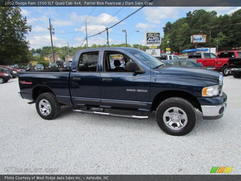 Patriot Blue Pearlcoat / Dark Slate Gray 2002 Dodge Ram 1500 SLT Quad Cab 4x4