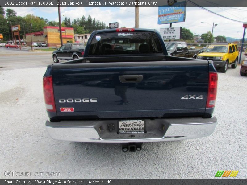 Patriot Blue Pearlcoat / Dark Slate Gray 2002 Dodge Ram 1500 SLT Quad Cab 4x4