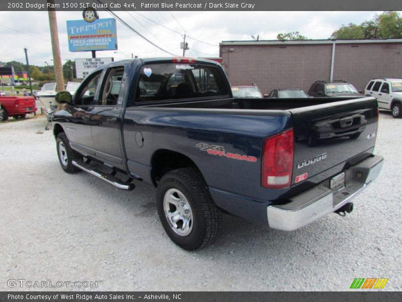 Patriot Blue Pearlcoat / Dark Slate Gray 2002 Dodge Ram 1500 SLT Quad Cab 4x4