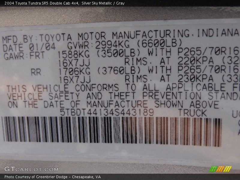 Silver Sky Metallic / Gray 2004 Toyota Tundra SR5 Double Cab 4x4