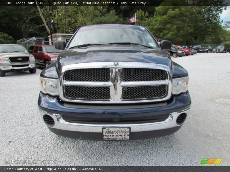 Patriot Blue Pearlcoat / Dark Slate Gray 2002 Dodge Ram 1500 SLT Quad Cab 4x4