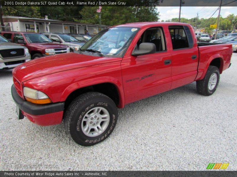 Flame Red / Dark Slate Gray 2001 Dodge Dakota SLT Quad Cab 4x4