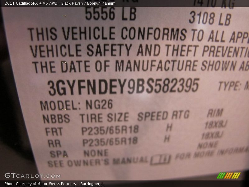 Black Raven / Ebony/Titanium 2011 Cadillac SRX 4 V6 AWD