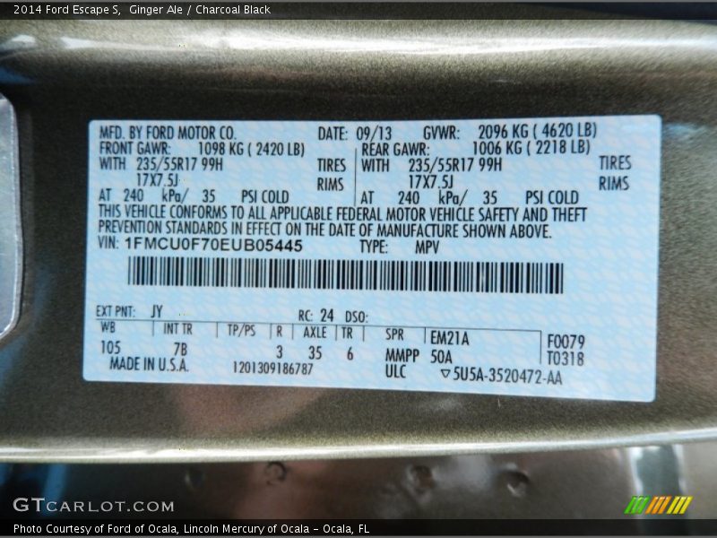 Ginger Ale / Charcoal Black 2014 Ford Escape S