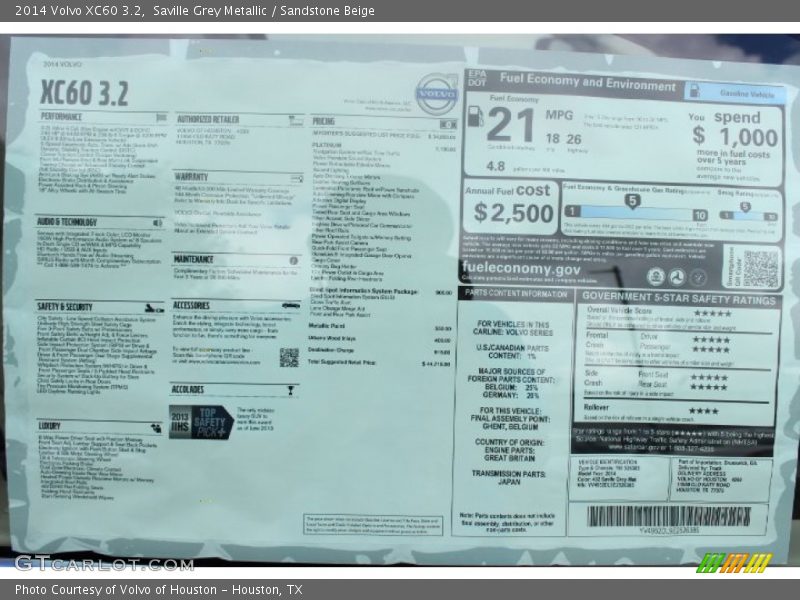 Saville Grey Metallic / Sandstone Beige 2014 Volvo XC60 3.2