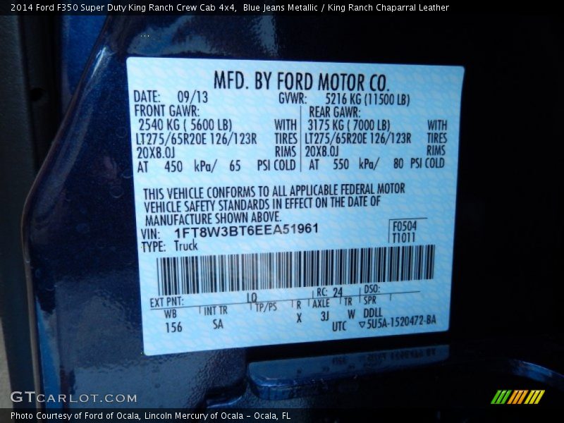 Blue Jeans Metallic / King Ranch Chaparral Leather 2014 Ford F350 Super Duty King Ranch Crew Cab 4x4